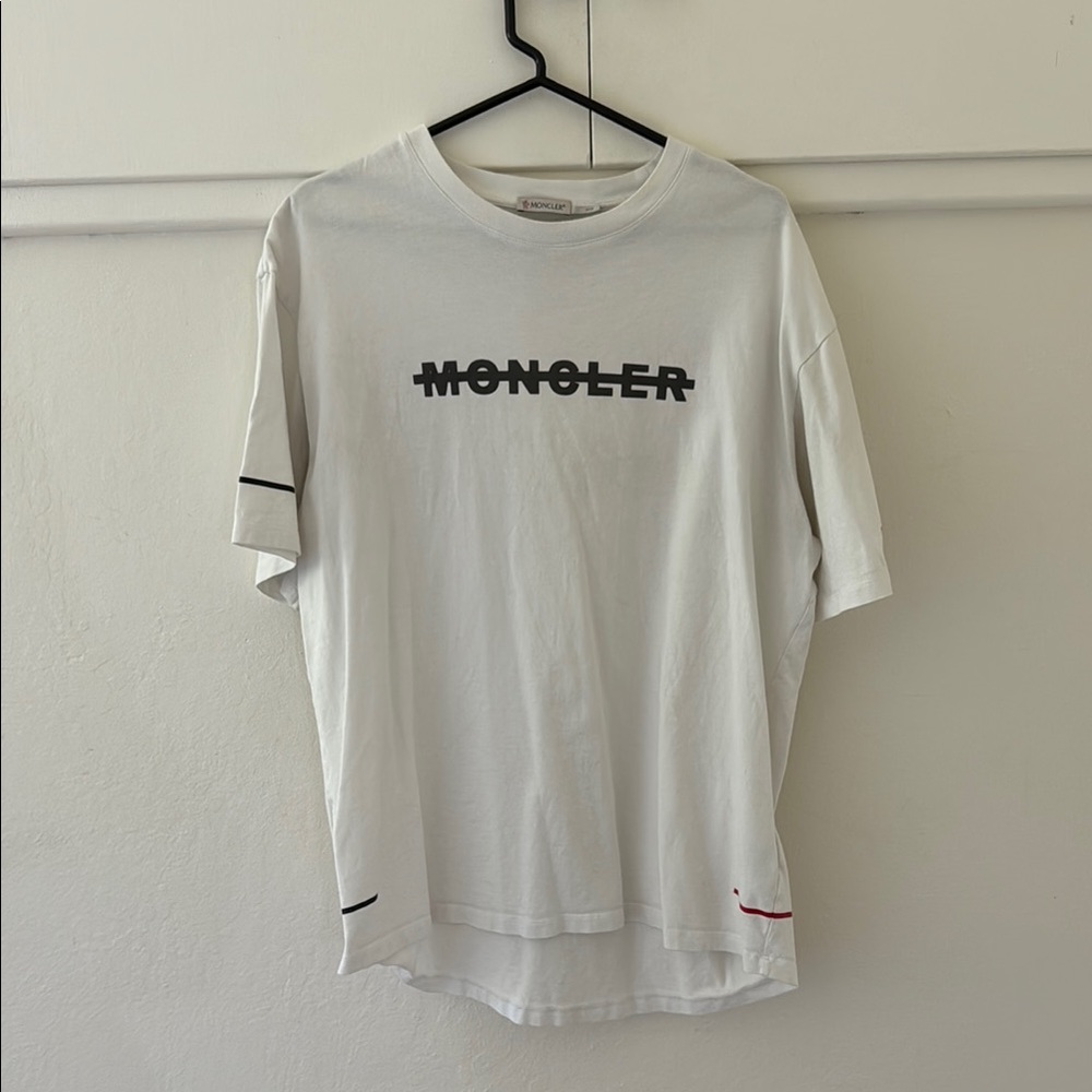 Vintage Moncler White Short Sleeve Tee Casual Crew Neck
